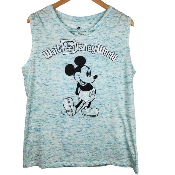Disney Parks Walt Disney World Blue Sleeveless Tank Top - Picture 1 of 6